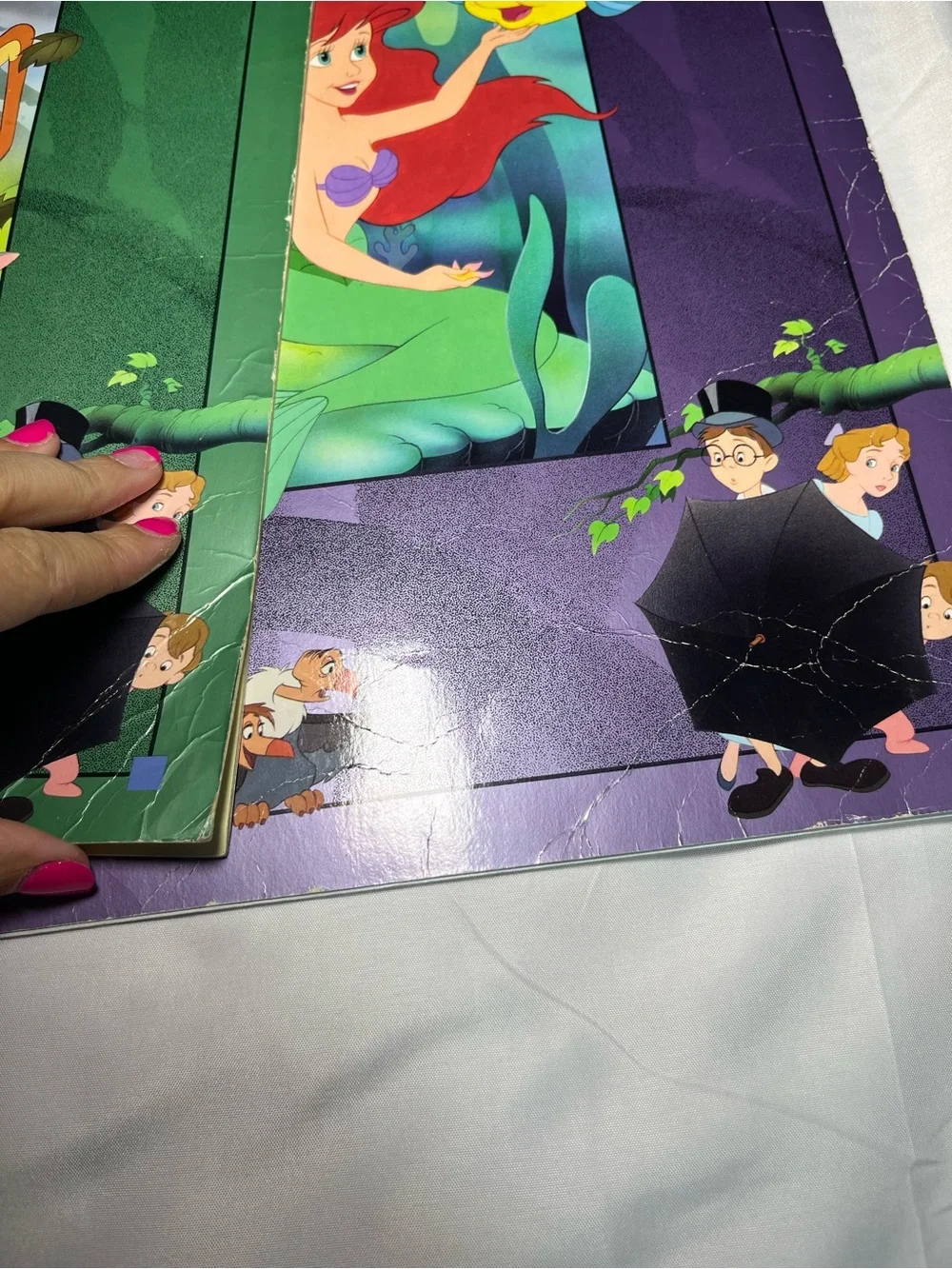 Vintage 1991 Disney Treasure Chest Jumbo Book Lot 4 Bambi Peter Mermaid Jungle